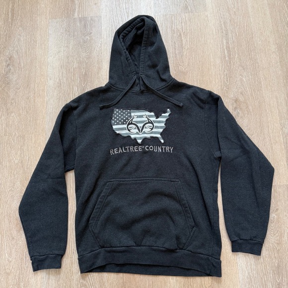 Realtree Other - Realtree Hoodie Sweatshirt Men Size Medium Gray USA Graphic Logo Pullover